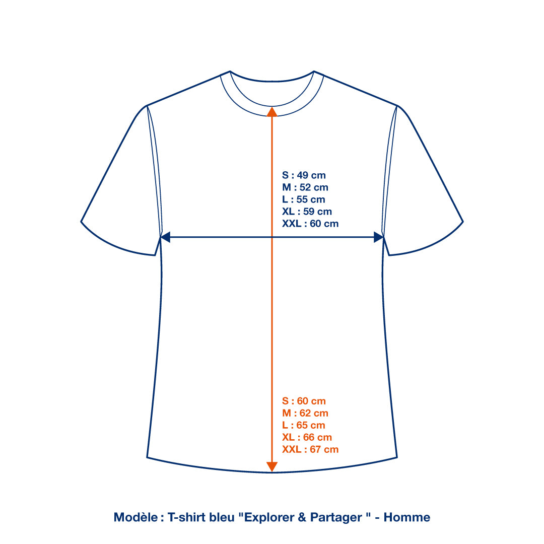 T-shirt bleu "Explorer & Partager" - Homme