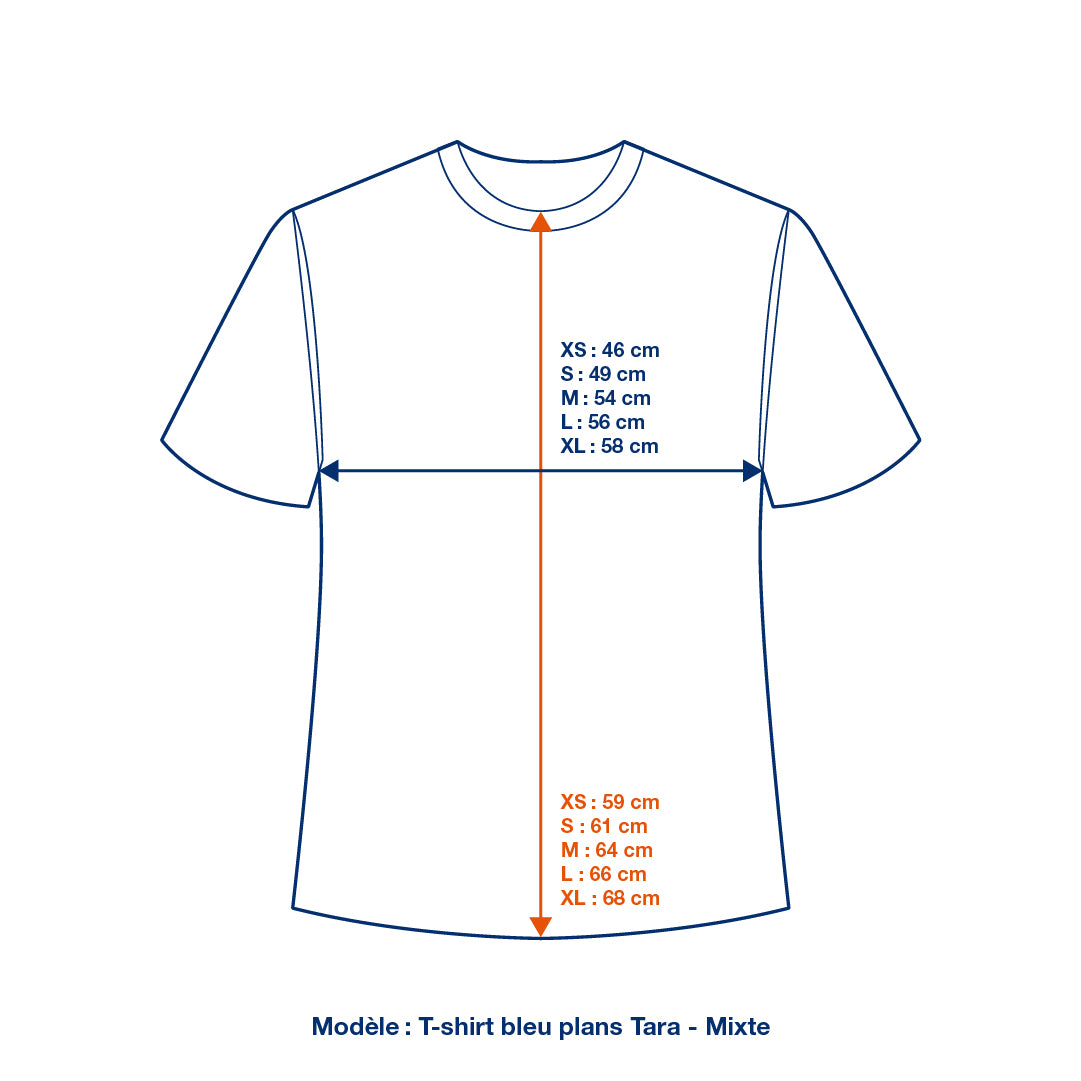 T-shirt bleu plans Tara - Mixte